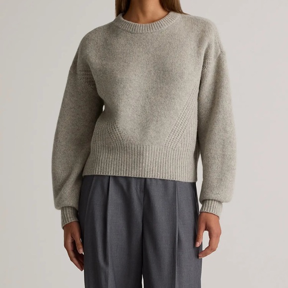 Quince Sweaters - Quince 100% Yak Wool Pointelle Detail Relaxed Crew